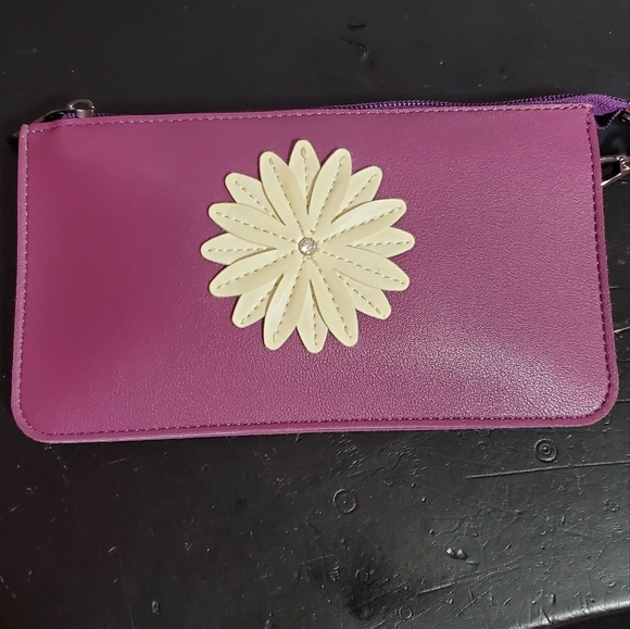 Free W Purchase Leather Single Shoulder Bag Crossbody Cellphone Pouch Purple - Picture 1 of 16